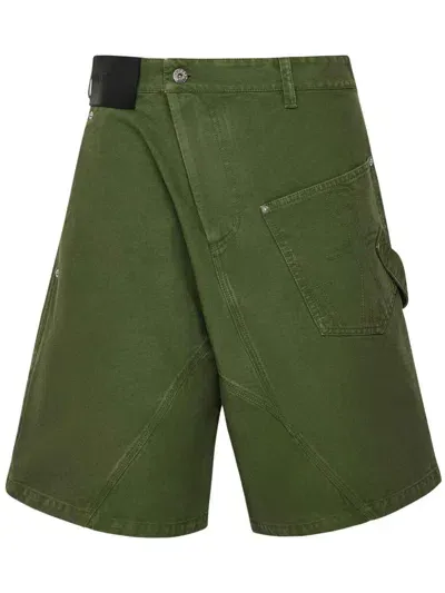 Jw Anderson Twisted Workwear Shorts In Green