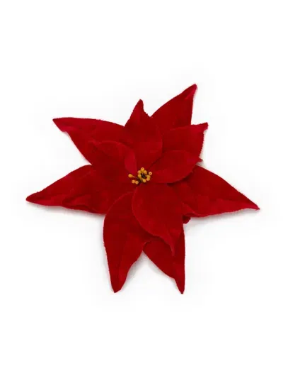 Jw Anderson Velvet Poinsettia Brooch In Red