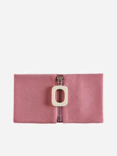 Jw Anderson Zip-up Wool Neckband In Pink