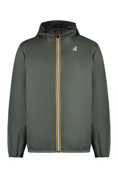 K-way Claude Hooded Nylon Jacket In Green