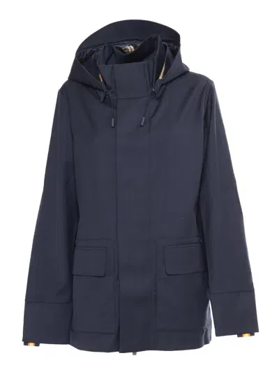 K-way Erhal Tech Wool Blend Down Jacket In Blue