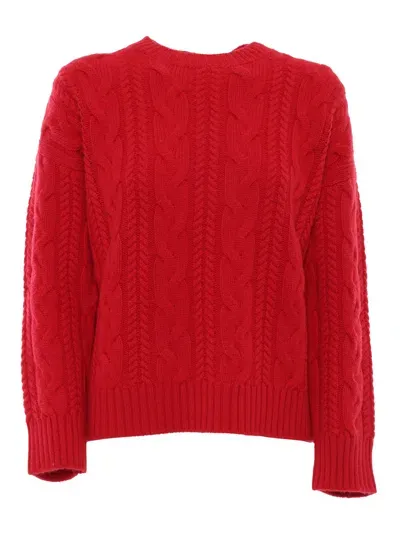 Kangra Braided Crewneck Sweater In Red