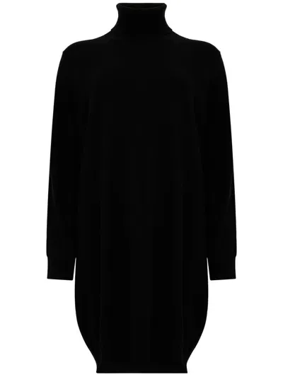 Kangra "short Wool Dress With High Collar In Black