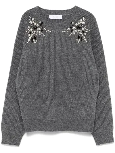 Kaos Glass Crystal-detail Sweater In Grey