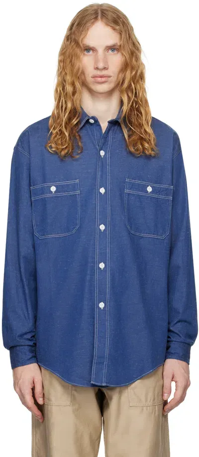 Kaptain Sunshine Blue Work Shirt In Indigo Blue