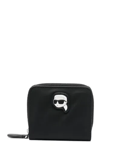 Karl Lagerfeld Ikonik 2.0 Small Zipped Purse In Black