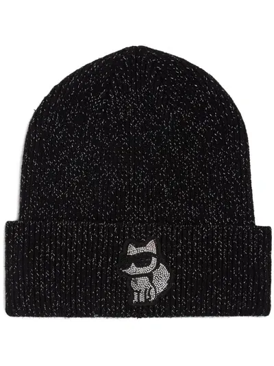 Karl Lagerfeld Ikonik 2.0 Choupette Beanie In Black