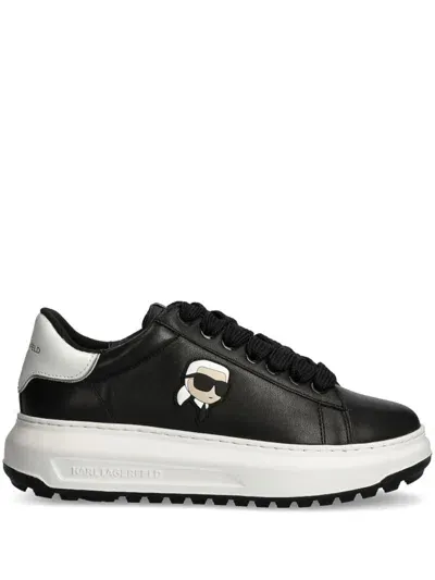 Karl Lagerfeld Ikonik Nft Kapri Leather Sneakers In Black