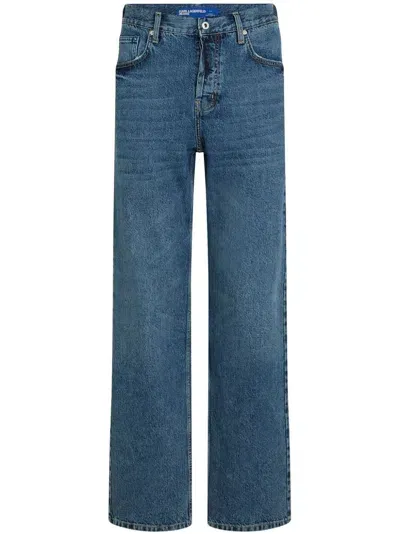 Karl Lagerfeld Jeans Logo-patch Straight Jeans In Blue