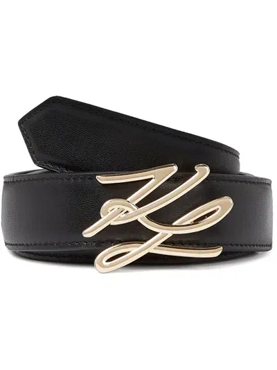 Karl Lagerfeld Autograph-buckle Belt In Black