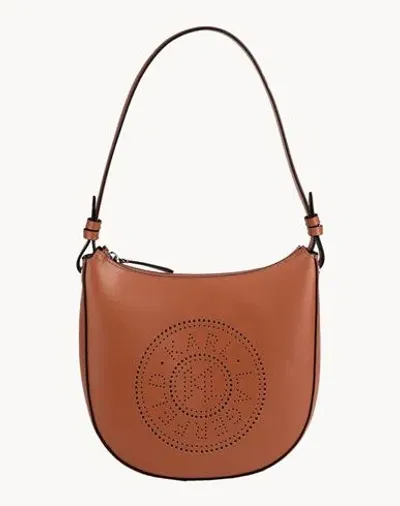 Karl Lagerfeld K/circle Perforated-logo Shoulder Bag In Brown