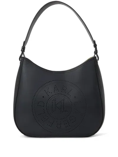 Karl Lagerfeld K/circle Perforated-design Hobo Bag In Black