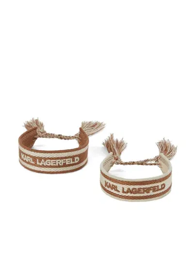 Karl Lagerfeld Essential Bracelet (set Of Two) In Brown