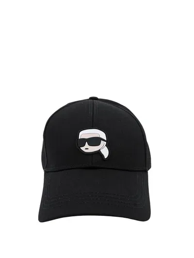 Karl Lagerfeld K/ikonik 2.0 Logo Embroidered Baseball Cap In Black