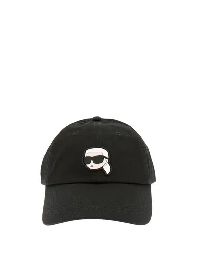 Karl Lagerfeld K/ikonik 2.0 Logo Patch Baseball Cap In Black