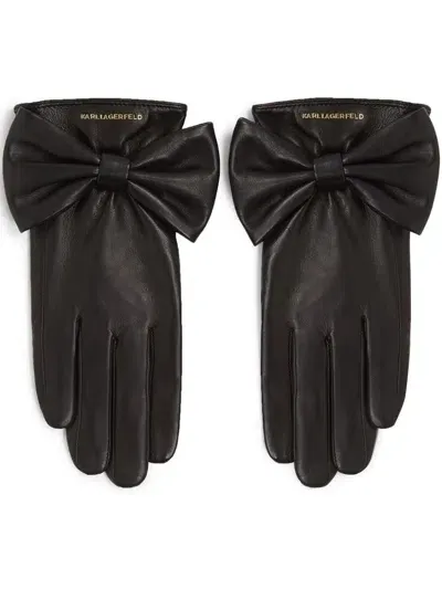 Karl Lagerfeld Kl Studio Bow Gloves In Black