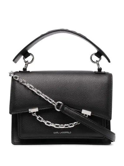 Karl Lagerfeld K/seven Grainy Leather Shoulder Bag In Black