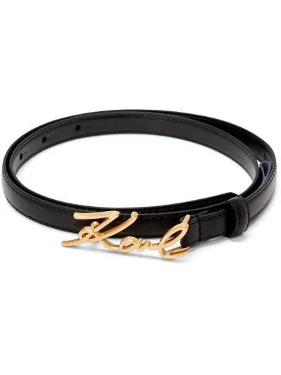 Karl Lagerfeld K/signature Buckle Belt In Black