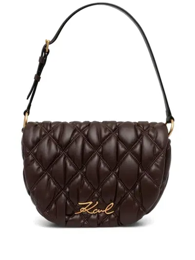 Karl Lagerfeld K/signature Kuilt Cross Body Bag In Brown