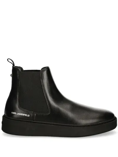 Karl Lagerfeld Leather Chelsea Boots In Black