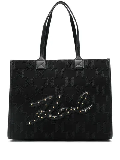 Karl Lagerfeld Monogram Tote Bag In Black