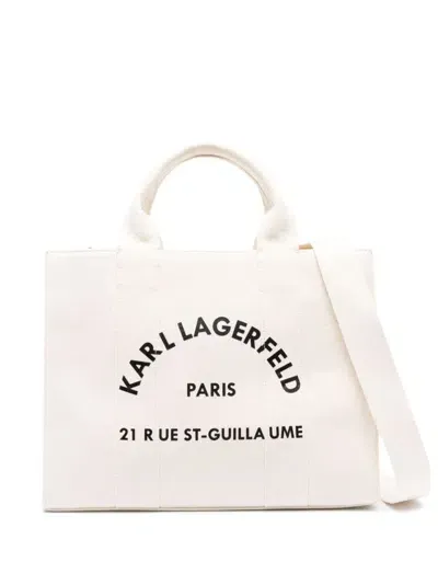 Karl Lagerfeld Rue St-guillaume Square Tote Bag In White