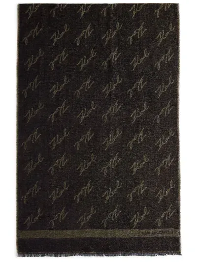 Karl Lagerfeld Signature Scarf In Black