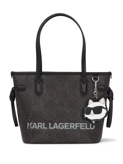 Karl Lagerfeld Small Ikon Monogram Tote Bag In Black