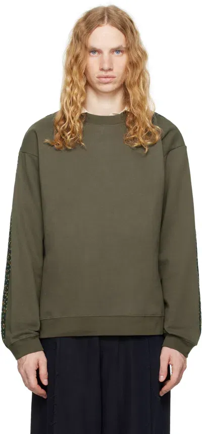 Kartik Research Khaki Quilt Back Sweatshirt In Olive/green