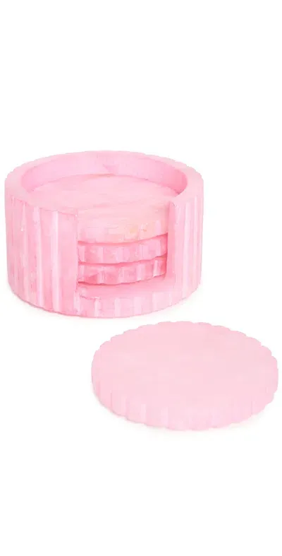 Kassatex Shopbop X Set Of 4 Coasters With Holder Pink