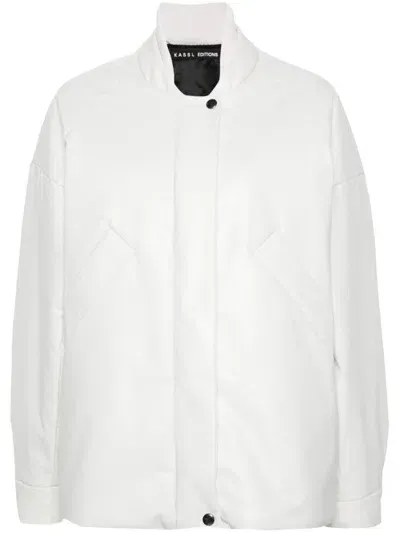 Kassl Editions Coated Padded Bomber Jacket In White