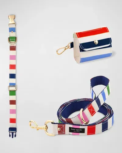 Kate Spade Adventure Stripe Large Dog Accessories Set In Multi