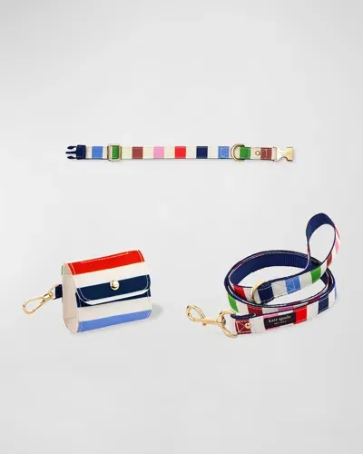 Kate Spade Adventure Stripe Small Dog Accessories Set In Multi