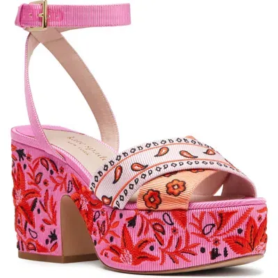 Kate Spade New York Riobandana Patchwork Platform Sandal In Persimmon