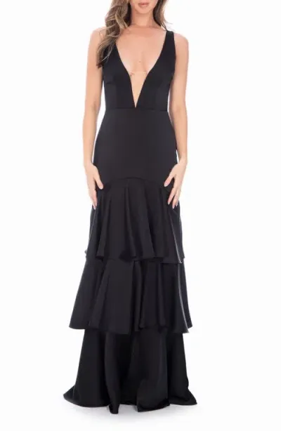 Katie May Old Money Tiered Gown In Black