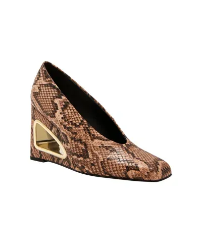 Katy Perry Women's Hollow Wedge Pumps In True Taupe Snake Multi