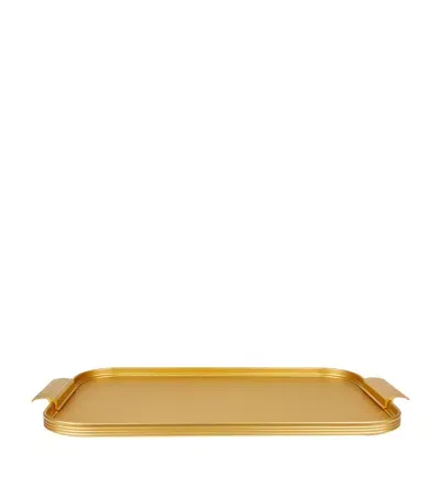 Kaymet Ribbed Serving Tray In Gold