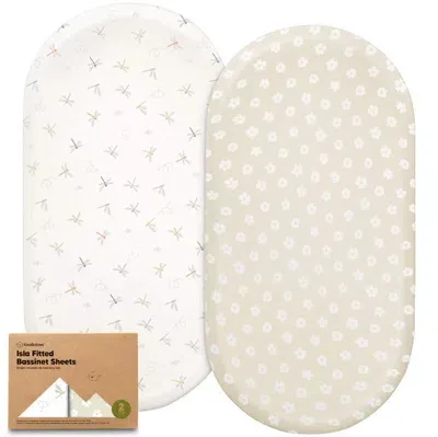 Keababies Kids' 2-pack Isla Fitted Bassinet Sheets In Meadow