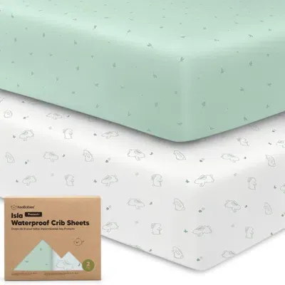 Keababies Kids'  2-pack Isla [protect+] Waterproof Crib Sheets In White