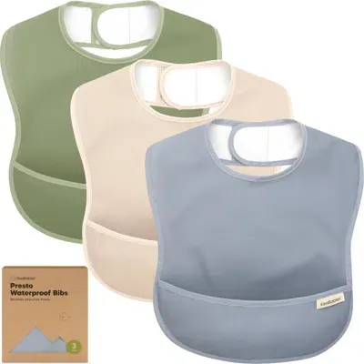 Keababies 3-pack Presto Waterproof Bibs In Slate