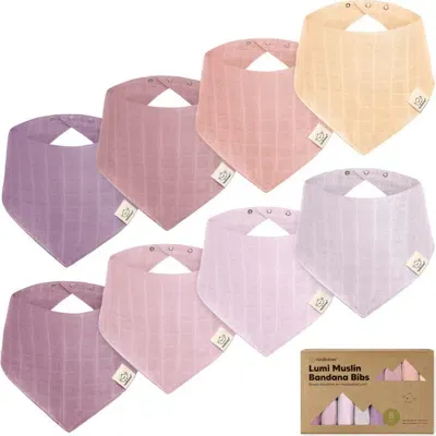 Keababies Kids'  8-pack Lumi Muslin Bandana Bibs In Lavender