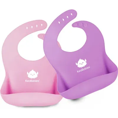 Keababies Prep Silicone Bibs In Cotton Candy