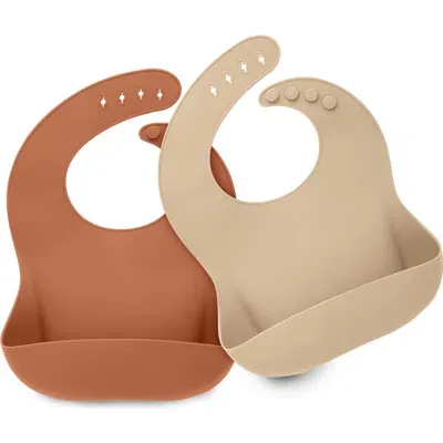 Keababies Kids'  Prep Silicone Bibs In Brown