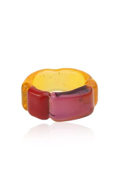 Keane Color Block Band Glass Ring In Multi