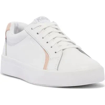 Keds ® Pursuit Low Top Sneaker In White/light Pink Leather