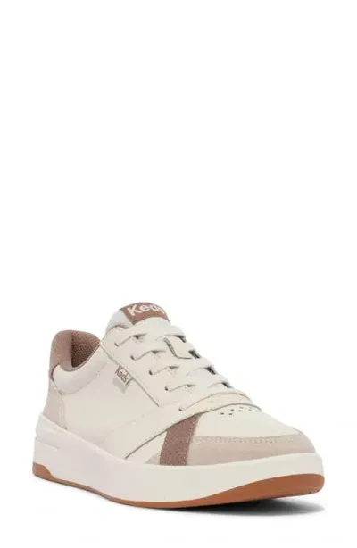 Keds ® The Court Leather Sneaker In White/taupe Leather