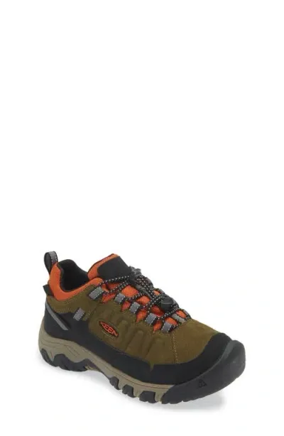 Keen Kids' Targhee Iv Waterproof Hiking Shoe In Dark Olive/gold Flame