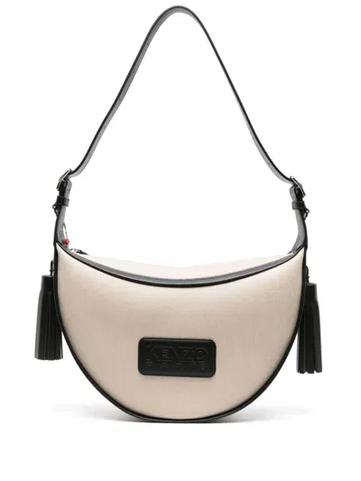 Kenzo 18 Medium Canvas Shoulder Bag In Neutrals