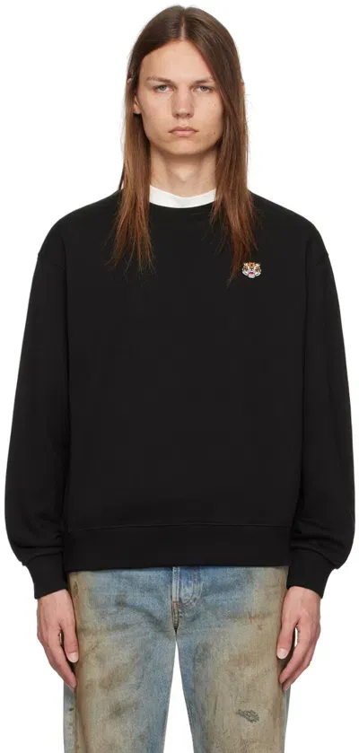 Kenzo Lucky Tiger Embroidered Knit Jumper In Black