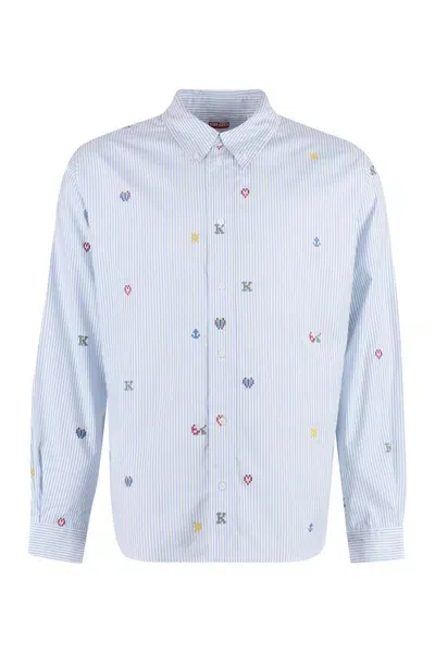 Kenzo Man Shirt Sky Blue Size 16 Cotton